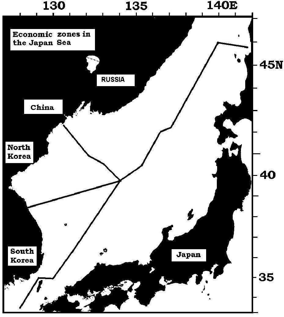 Деление Японского моря по экономическим зонам.