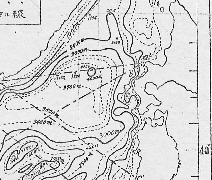 Рис. 6. Экстремальная глубина моря на оригинальном рисунке (Uda, 1936).