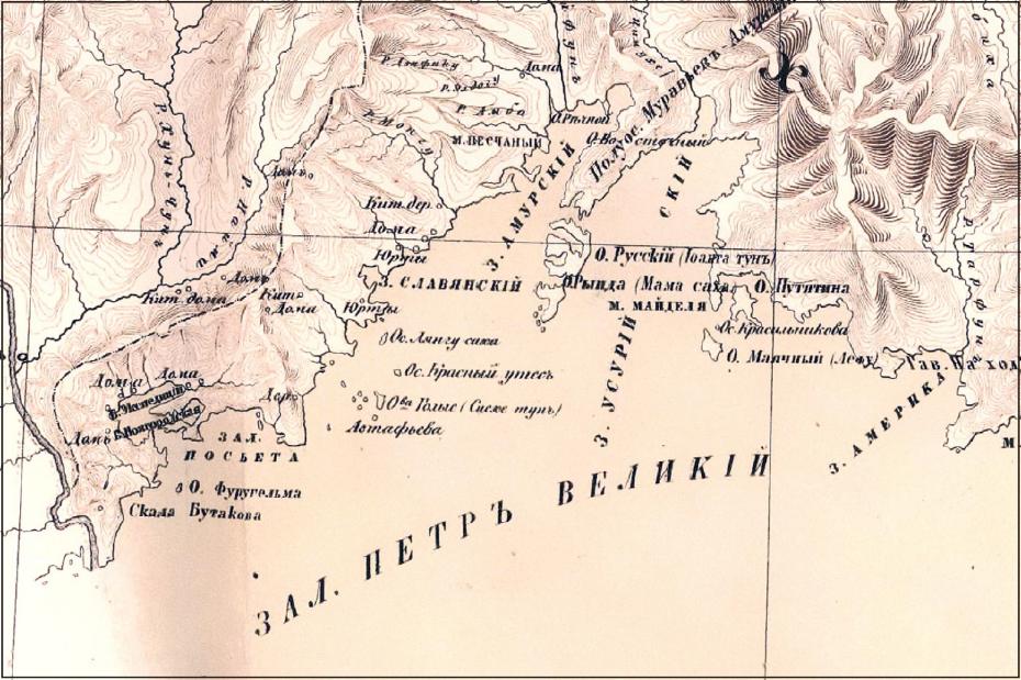 Карта залива Петра Великого из книги Р. Маака.