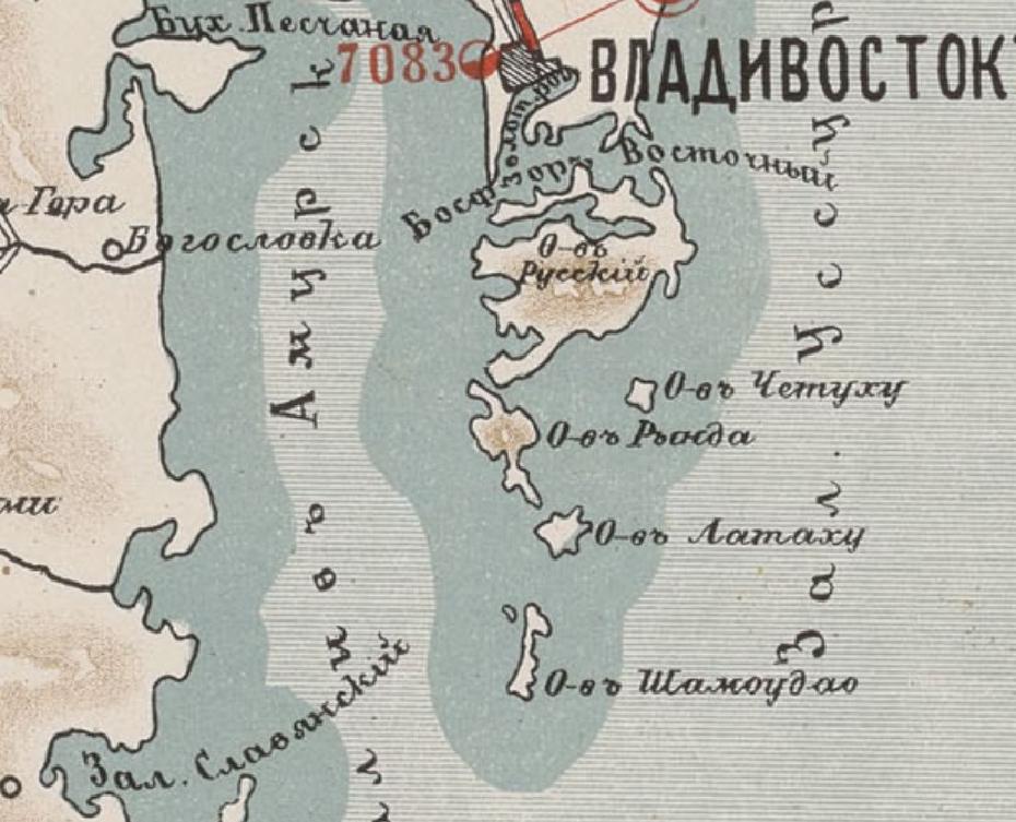 Фрагмент «Карты губерний и областей Российской империи вдоль Сибирской железной дороги» 1893 года с китайскими названиями
