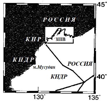 Экономические зоны в северо-западной части Японского моря