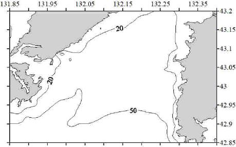 Особенности рельефа дна Уссурийского залива при использовании изобат 20-50