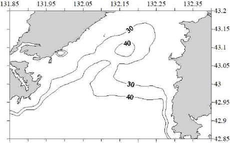 Особенности рельефа дна Уссурийского залива при использовании изобат 30-40